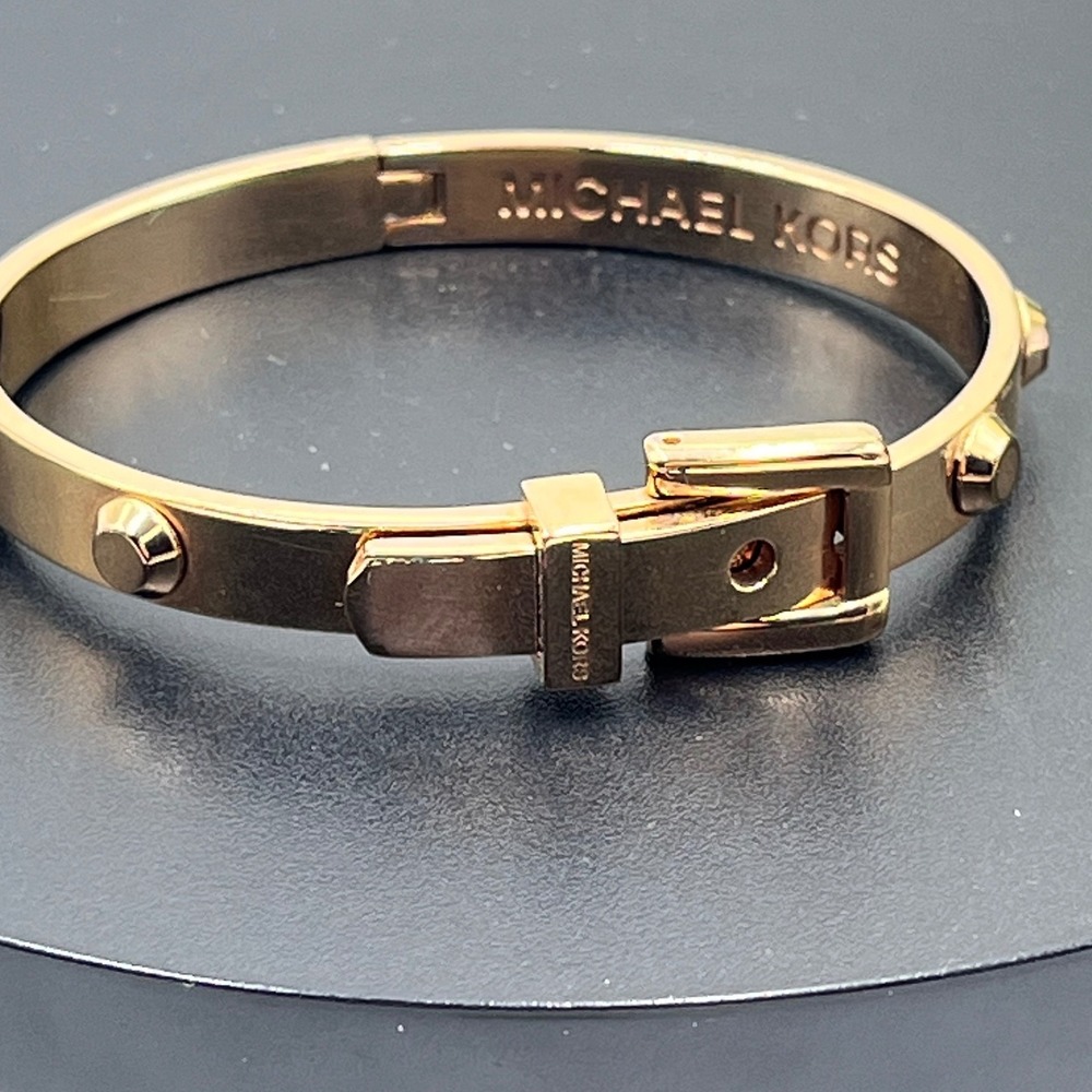 Michael Kors Designer Astor Rose Gold Buckle Closure Bangle Bracelet - Picture 2 of 16